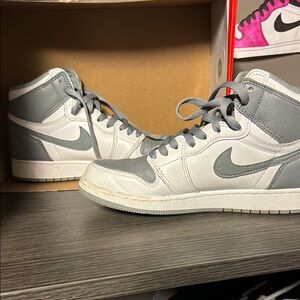 Gray and White Jordans